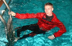 pool training in clothes anorak