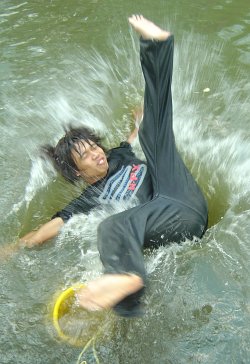 falling into a lake fully clothed